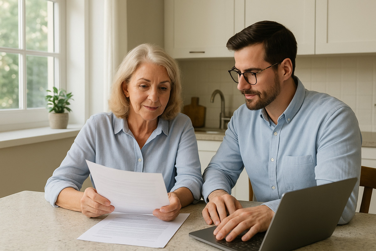 Homeowner reviewing insurance savings with agent